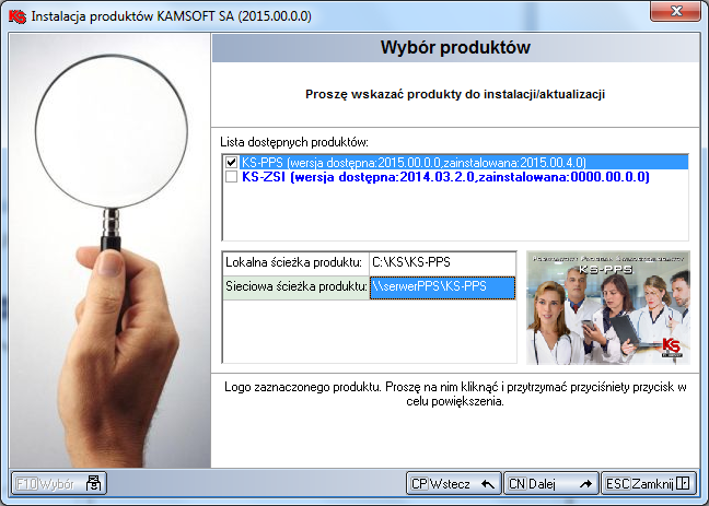 KS-PPS Instalacja programu Po instalacji zostanie wyświetlone okno z możliwością pobrania pliku log wykonanym podczas instalacji. Rys. 13. Wybór licencji 2.1.2. Klient Rys. 11.