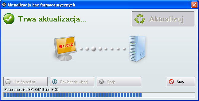 2. Aktualizacja systemu KS-SOMED W tym celu w oknie Aktualizacja bazy BLOZ, należy użyć aktywnego przycisku Średnie ceny.