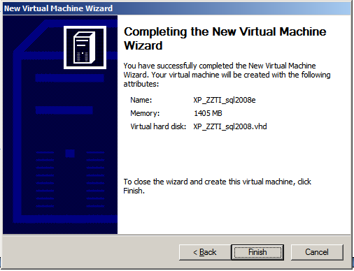 Wybierz New Utwórz nową maszynę wirtualną o nazwie XP_ZZTI_sql2008_XX, gdzie XX to Twoje inicjały (na jednej fizycznej maszynie będzie wiele maszyn wirtualnych, w tym Twoja) Ustaw dla niej