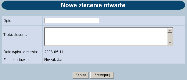 Uwaga! Wymienione przyciski funkcyjne (poza Zamknij ) nie występują zawsze są zależne od statusu zlecenia. Przykład: Na zleceniu odrzuconym dostępne są tylko przyciski Kopiuj i Zamknij.
