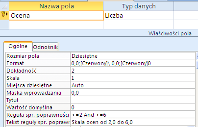 7.1. Sprawdzanie poprawności danych w polu - 8 - Reguła sprawdzania poprawności ogranicza lub kontroluje dane, które użytkownicy mogą wprowadzać w polu tabeli bądź formancie (takim jak pole tekstowe)