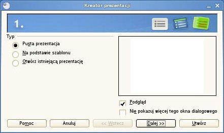 4-67 45 OpenOffice Impress tworzenie prezentacji Prezentacje multimedialne tworzy się zwykle za pomocą specjalnych programów do tworzenia prezentacji Gotowe prezentacje mogą być odtwarzane na ekranie