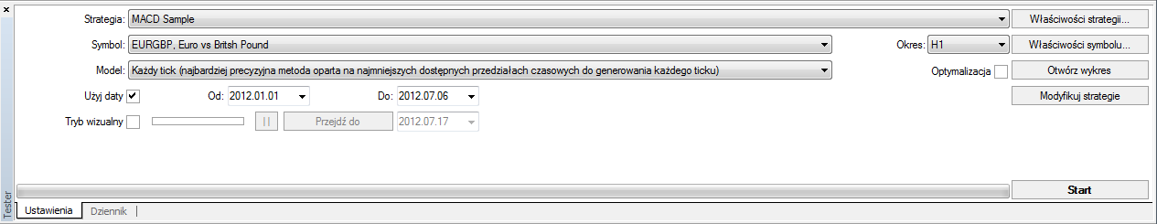 Tester automatycznych strategii 11. Okno Tester automatycznych strategii Jest to zbiór metod, w którym komputer odgrywa znacznie większą rolę niż inwestor w trakcie realizacji zleceń.