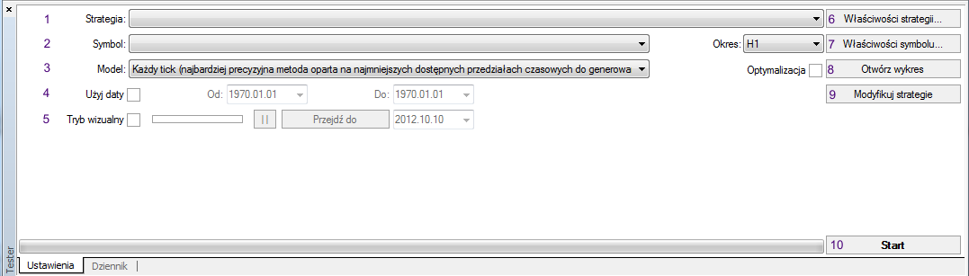 Tester strategii Dzięki testerowi strategii możemy przetestować zachowanie wybranych strategii na danych historycznych.
