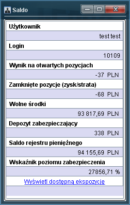 6.1 Pasek stanu rachunku Niezależnie od wybranej zakładki, w górnej części raportów widzimy pasek stanu rachunku.