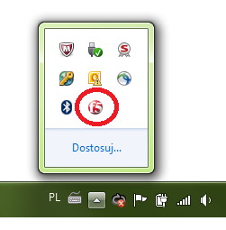 Gdy tunel SSL jest zestawiony w obszarze powiadomień pojawia się czerwona ikona F5. W przypadku gdy tunel nie jest zestawiony ikona jest szara. 3.