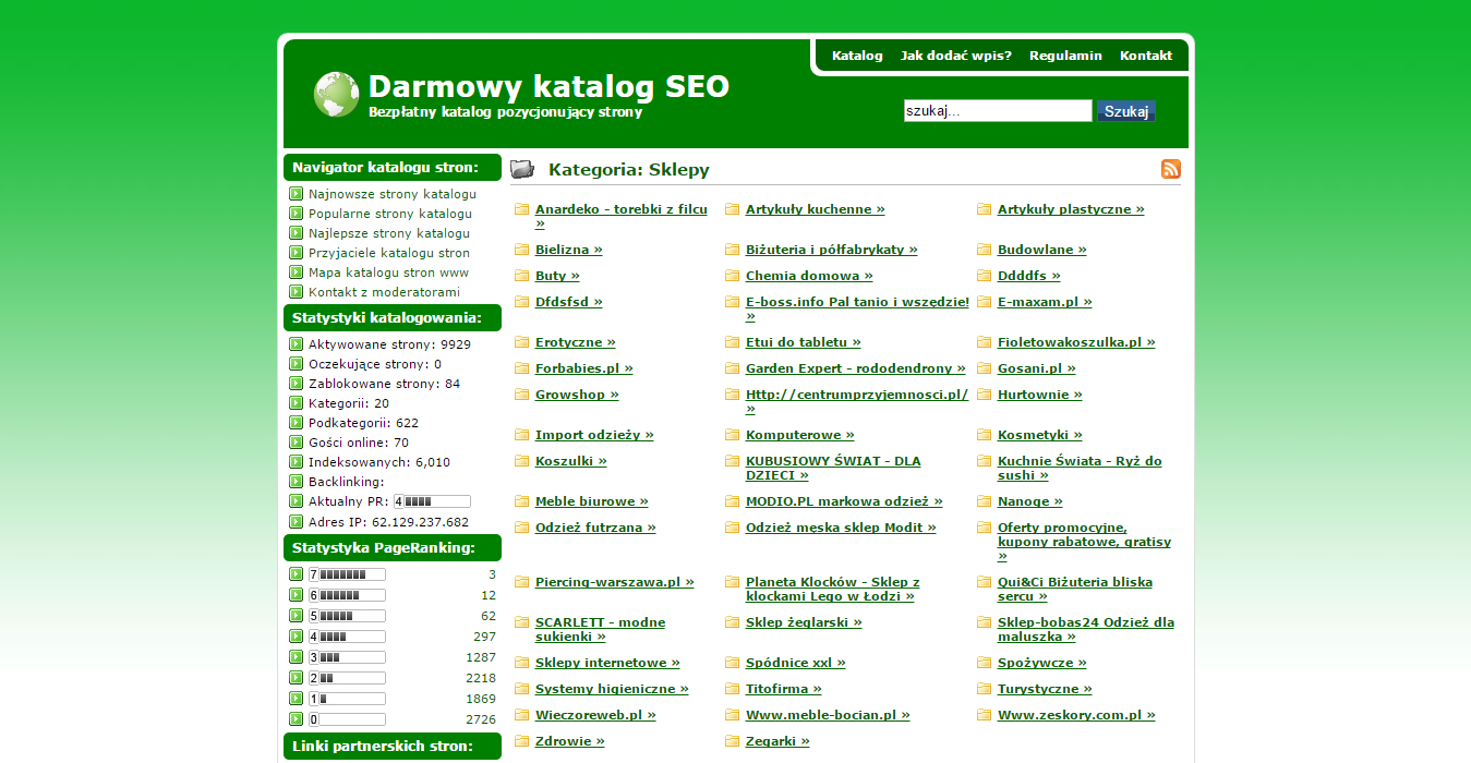 Źródło: opracowanie własne na podstawie Darmowy Katalog SEO [28]. Rysunek 15. Przykład Katalogu SEO.