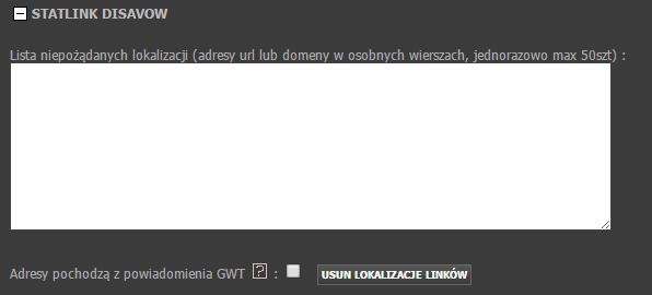 partnerskich Systemy Wymiany Linków Statlink. Wygląd formularza został przedstawiony na rysunku 18. Źródło: opracowanie własne na podstawie funkcji Disavow [32]. Rysunek 18.