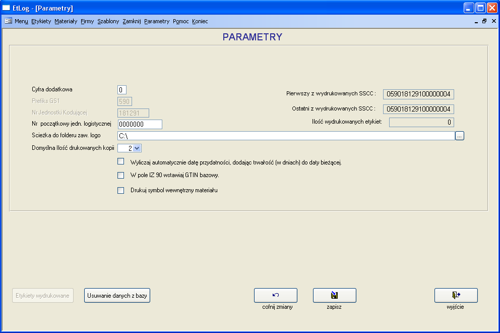 EtLog Instrukcja obsługi 10 Parametry Rys. 3 Okno Parametry W oknie Parametry ustawiane są następujące parametry niezbędne do prawidłowej pracy programu: 1.