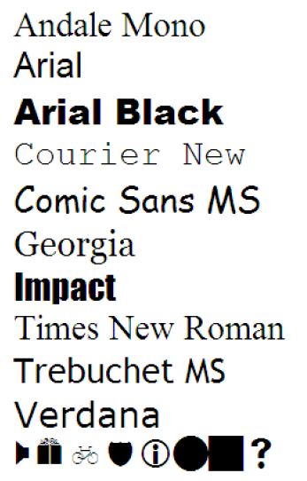 Ustawienia czcionek krój czcionki PODSTAWOWE WŁAŚCIWOŚCI CSS font-family font-family:arial,"times new roman",verdana; font-family:serif, sans-serif, monospace, handwritten, fantasy; Ustawienia