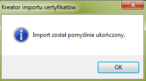Po jego wybraniu pojawi się kreator Importu certyfikatów, w drugim kroku pracy kreatora należy wybrad opcję: Umieśd wszystkie certyfikaty w następującym magazynie: Zaufane główne urzędy