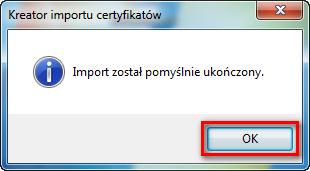 Informacja o pomyślnym