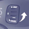 Przełączniki przy kierownicy Zmiana zaprogramowanej prędkości Aby zapamiętać prędkość wyższą od poprzedniej, istnieją dwa sposoby: Bez użycia pedału przyspieszenia: - nacisnąć przycisk Set +.