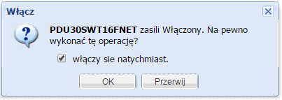 Uwaga: Jeżeli PDU jest podłączone do UPS, wyłączenie komputerów na gniazdach UPS spowoduje wyłączenie komputerów na PDU.