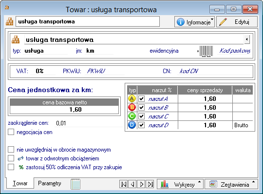 Podręcznik użytkownika Sage Symfonia Start Handel 33 nazwa pola Wartość pobrana jest automatycznie z gałęzi Towary w Nazwach pól okna Ustawienia.