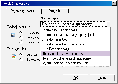 Okno Kontrahent przycisk Zestawienia Sprzedaż kontrahentowi za okres Jeżeli w Parametrze programu Sposób prezentacji kosztu na zestawieniach sprzedaży został wybrany sposób Prezentacja zależna od