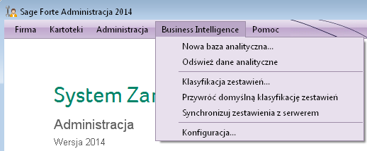 Przycisk Zestawienia BI w kartotekach: Sprzedaż, Zakup, Towary i Kontrahenci Po wybraniu nowego przycisku Zestawienia BI, znajdującego się obok przycisku Wydruki, można wykonać szereg raportów