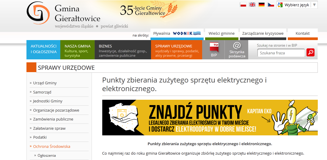 Gminy umieszczają baner