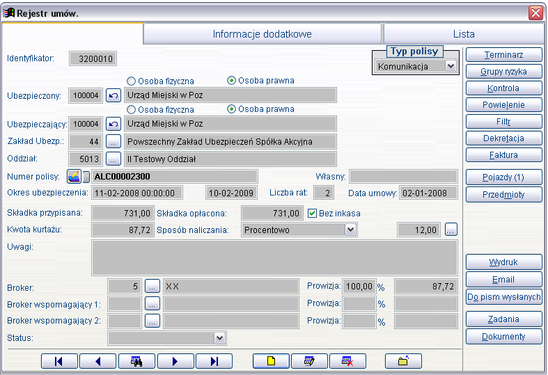 4 Rejestr polis i terminarz Rejestr polis to podstawowy moduł systemu Broker.