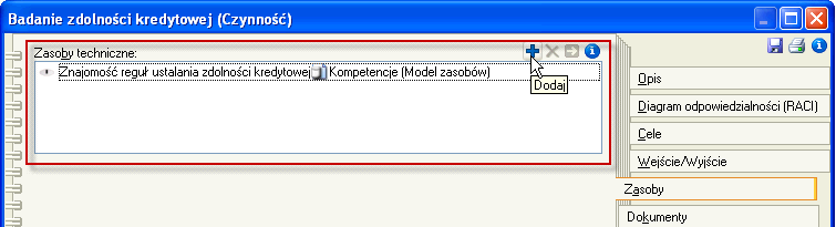 Zadanie 3.7: Postanowiłeś wykorzystać model zasobów do celów opisania wymaganych od wykonawców procesu kompetencji.