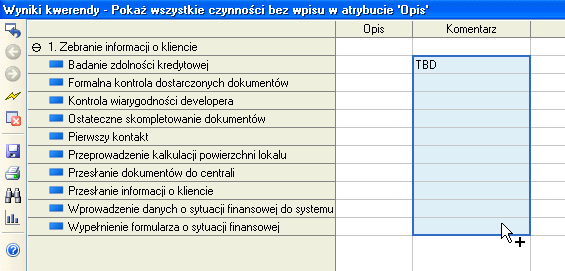 Tak samo jak w trybie tabelarycznym możliwe jest pokazywanie dodatkowych atrybutów i ich edycja.