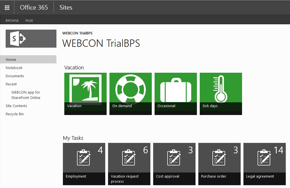 Integracja z Office 365 Wraz z nową wersją WEBCON BPS wprowadziliśmy dodatkowe mechanizmy wzbogacające integrację z Office 365. Najważniejszymi z nich są aplikacje dostępne z poziomu Office Store.