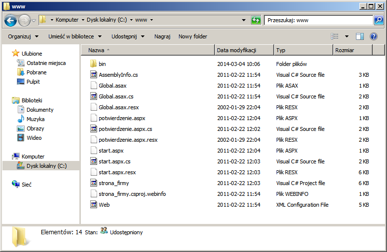 Zrzut 23 Zlokalizowanie plików na serwerze i skopiowanie ich do wcześniej utworzonego folderu C:\www Zrzut