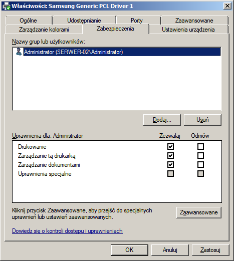 Zrzut 35 Sprawdzenie poprawności dodania drukarki sieciowej