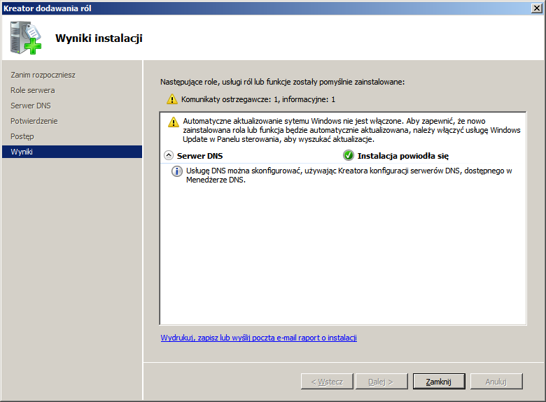 INSTALACJA I KONFIGURACJA SERWERA W ROLI SERWERA DNS Zrzut 37 Uruchomienie kreatora dodawania