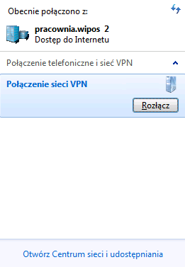 8. Od tej chwili Twój komputer znajduje się logicznie w sieci wydziału tzn.