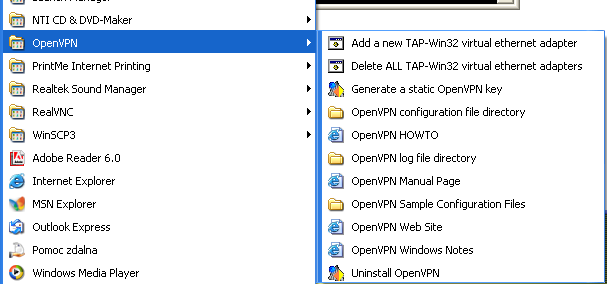3.4 Połączenie VPN Linux-Windows z wykorzystaniem mechanizmu współdzielonego klucza OpenVPN jest narzędziem, które pozwala na tworzenie tuneli nie tylko miedzy hostami działającymi pod kontrolą