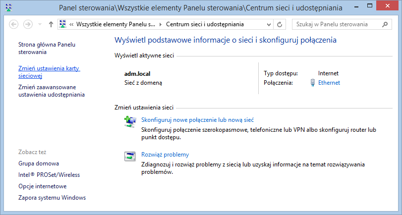 Po naciśnięciu [Utwórz] system zamknie okno i pokaże się ponownie Centrum sieci i