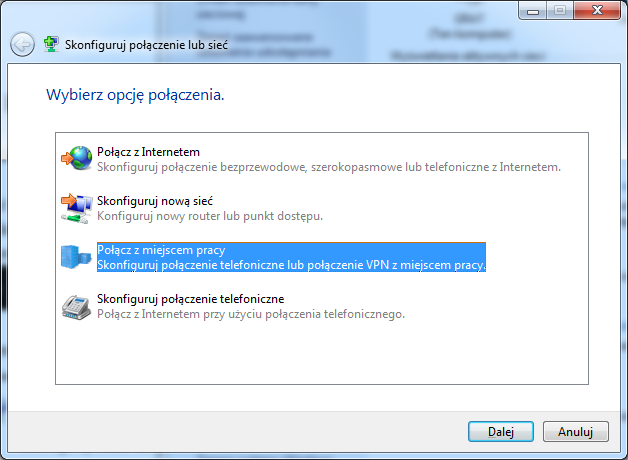 Konfiguracja dla systemu Windows 7 Warunkiem poprawnej pracy łącza VPN jest skonfigurowanie połączenia wg poniższej instrukcji.