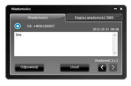 6.4 Wysyłanie wiadomości SMS Aplikacja Manager Połączeń