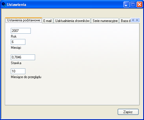 8. Zmiana ustawień programu Z menu programu wybierz Plik / Narzędzia / Parametry programu. Na poszczególnych zakładkach można dokonać następujących ustawień: 8.1. Ustawienia podstawowe 8.2.