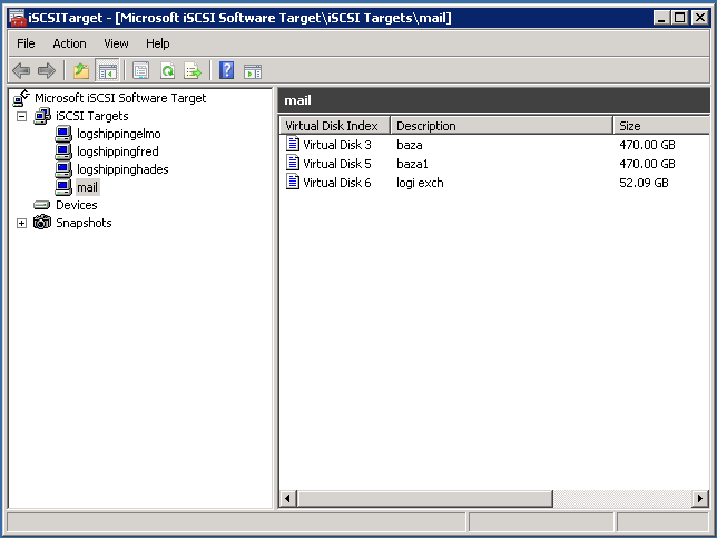 Target w przypadku skorzystania z technologii iscsi. Można w tym celu skorzystać z technologii wbudowanej w Microsoft Windows Storage Server 2008 R2.