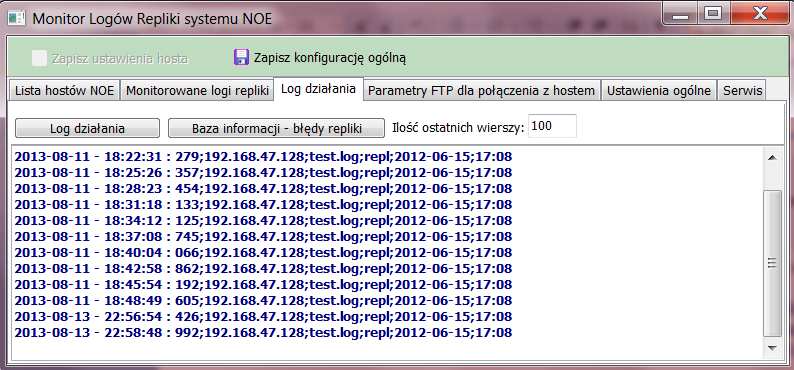 Wykryte nieprawidłowości będą przekazywane w formie e-mail na wskazany adres w zakładce Powiadamianie e-mail podany w głównym oknie aplikacji Winadmin