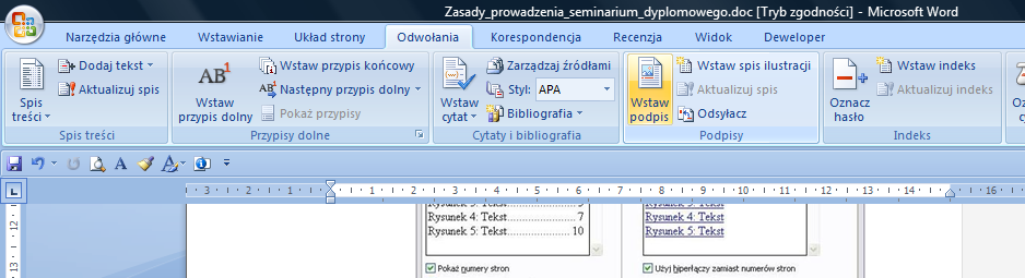 Word 2007 (karta Odwołania