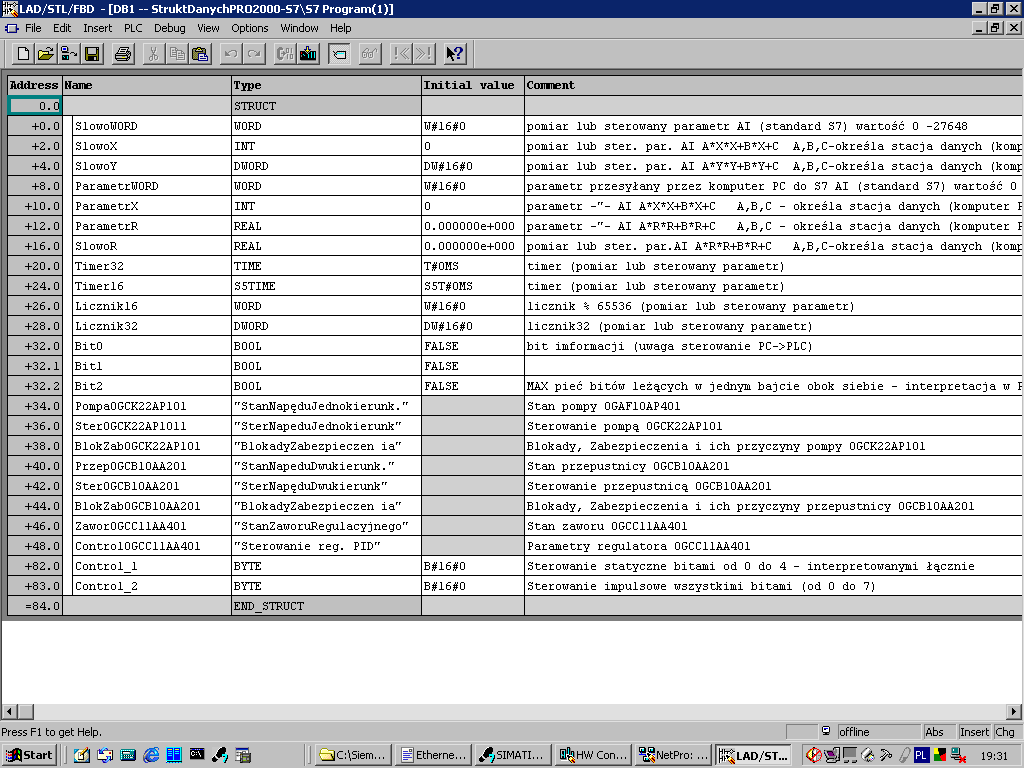 3. Struktury danych systemu PRO-2000 W definicji systemu PRO-2000 istnieje pojęcie punktu pomiarowego. System PRO-2000 składa się z punktów pomiarowych, które są definiowane w edytorze bazy danych.