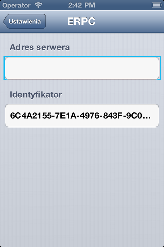 b) Odszukaj ustawienia aplikacji ERPC c) Wprowadź adres serwera. Przykład: erpc.acsoftware.pl 3.