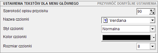 Wyświetlanie opisu przycisku Opcja wyświetlania opisu przycisku pozwala na ustawienie czy przycisk oprócz ikony powinien zawierać tekst z opisem właściwości czy też nie.