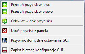 Kolejne menu podręczne skojarzone jest z panelem użytkownika. Po kliknięciu prawym przyciskiem myszy na obszar, który zajmuje panel pojawi się menu identyczne jak to przedstawione na rys. 4.