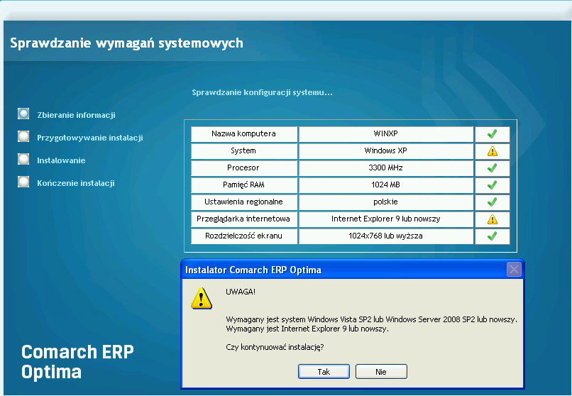 20. Instalacja. Przestały być wspierane systemy operacyjne Windows XP oraz Windows Server 2003. Najstarsze obsługiwane systemy to Windows Vista SP2 oraz Windows Server 2008 SP2.