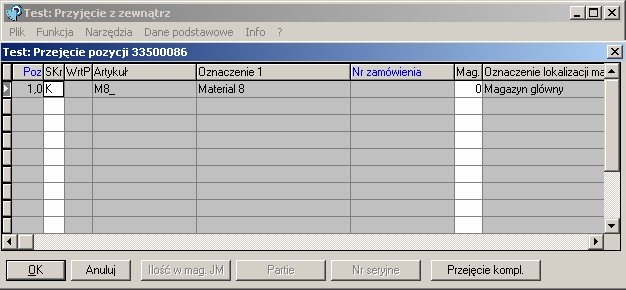 38 Rys. 2.6. Propozycje zamówień Przyjęcie towaru. Przyjęto metodę wyceny zapasów według cen przeciętnych. Założono kompletne przyjęcie towarów (według uzgodnionych cen).