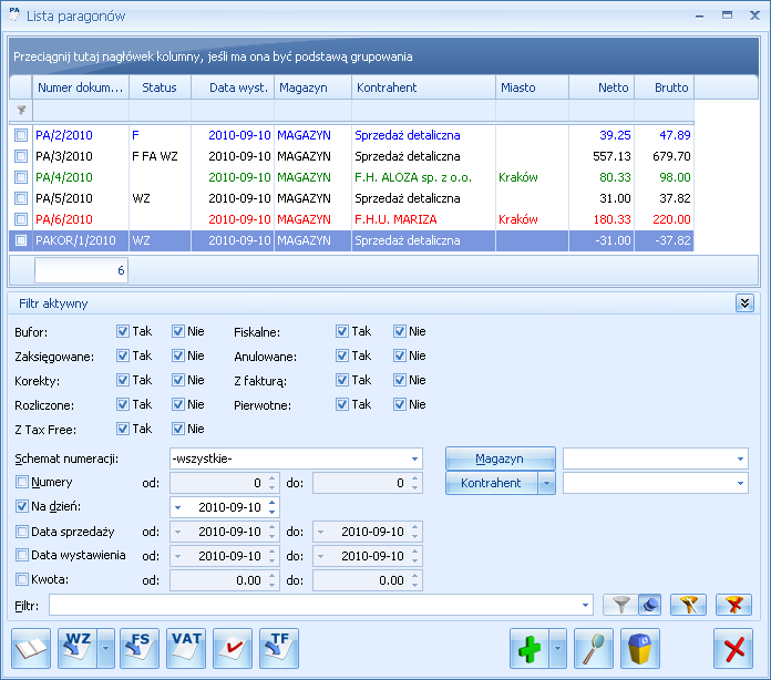 Rys. Lista Paragonów 3.7.