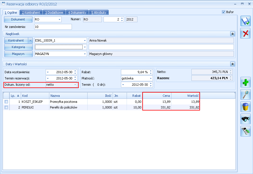REZERWACJA ODBIORCY W COMARCH OPT!