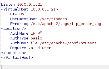 Apache jako serwer FTP moduł mod_ftp Wpis w