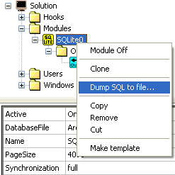 Moduł SQLite może być wykorzystany jako archiwum modułu SQLArchive oraz można w nim