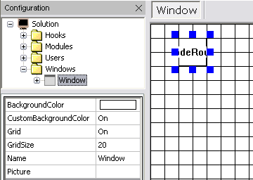 Dodawanie nowego okna Aby dodać nowe okno należy kliknąć prawym klawiszem myszy na zakładce Windows i wybrać Insert New window Nowe okno zostanie dodane do konfiguracji w drzewku, a jego zakładka