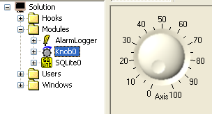 Zmapuj wyjście modułu Knob do wejścia example_in modułu AlarmLogger.